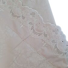 Vintage Cannon Sheet Full Flat Comfortcale 250 Eyelet Lace Trim USA Floral picture