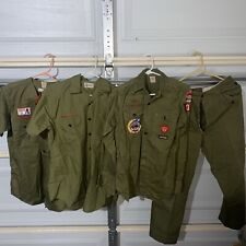 Lot Of 4 Vintage 60s Boy Scouts Green Sanforized Patch Uniforms Shirt & Pants picture
