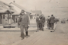 5C Photograph Candid Street View Men Walking Down Street Old Car 1910's picture