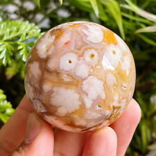 TOP 205G Natural Cherry blossom agate Sphere Ball  Quartz Crystal Healing A569 picture