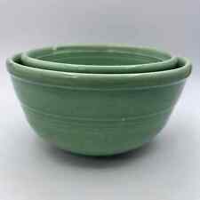 Set 2 Vtg SEVILLA Pottery Ribbed Mixing Serving Bowls Light Green Seafoam USA picture
