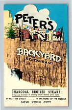 Peter's Backyard Restaurant Antique, Black Cat Vintage New York City Postcard picture