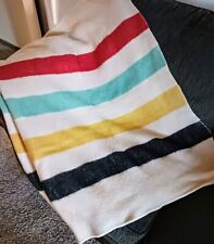 Vintage Faribo Hudson Bay Style Striped Camp Blanket 100% Wool. picture