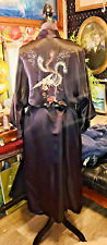 Vintage East Bohemian Silk Magical Embroidered Roster Lounge Vibing Kimono Robe picture