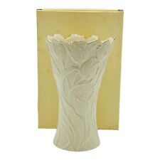 Lenox Ivory Tulip Flare 9.25” Gold Trim Scalloped Vase NEW IN BOX picture