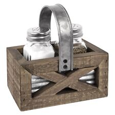 Autumn Alley Rustic Farmhouse salt and pepper caddy set with galvanized accent picture