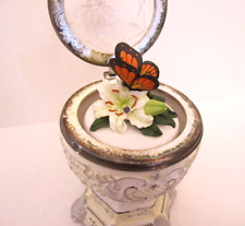 Crystal & Porcelain Egg Shaped Music Box Butterfly- Love is A Many Splendored picture