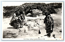 c1940's Maori Woman Cooking in Hot Pool Rotorua New Zealand RPPC Photo Postcard picture