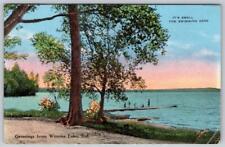 1942 GREETINGS FROM WINONA LAKE INDIANA IT'S SWELL FOR SWIMMING HERE POSTCARD picture