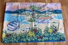 Vintage Tropical Beach Pillowcase Palm Trees Nautical Ocean Hibiscus Flower picture