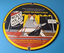 Vintage Wolfs Head Motor Oil Porcelain Sign - Gas Pump Station Pennsylvania Sign picture