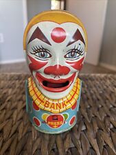 Vintage J Chein Tin Circus Clown Mechanical Coin Bank 1930s picture