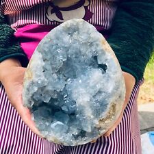 8.11LB Natural Blue Celestite Geode Quartz Crystal Mineral Specimen Healing picture