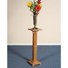 Medium Oak Stained Square Base Flower Stand for Church or Sanctuary 30.5 In picture