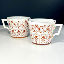Vintage Royal Crown Derby Rougemont Pattern Tea Cups Gold Trim England Set of 2 picture