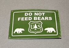 VINTAGE RARE 14” DO NOT FEED BEARS FOREST SMOKEY PORCELAIN SIGN CAR GAS TRUCK picture