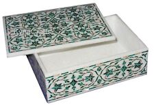 Inlaid with Malachite Stone Jewelry Box Rectangle Marble Office Accessories Box picture