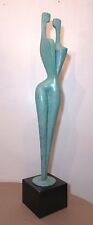 HUGE modern Itzik Benshalom figural nude couple marble patinated bronze statue  picture