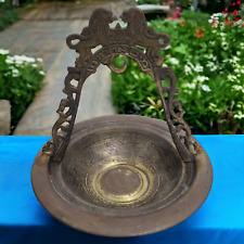Authentic 1950s Judaica Copper Hand Washing Bowl - Lions of Judah Design Vintage picture