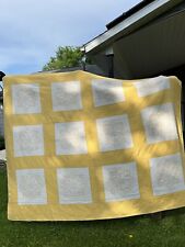 Vtg Handmade Embroidered Yellow 8 Point Star Quilt Signed CCR On The Edge 78x96” picture