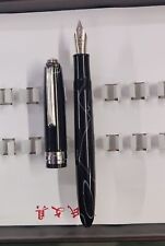CLICK Falcon acrylic fountain pens medium nib chrome trim BLACK & WHITE SWRIL picture
