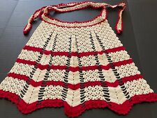 Vintage Hand made * Crochet in Red & Off White Half Apron* Adorable * picture