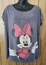Vtg Womens Minnie Mouse T Shirt Front And Back Graphic Distressed Black Sz 18/20 picture