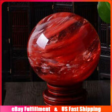 80mm Natural Red Smelting Stone Sphere Chakra Healing Quartz Crystal Ball Reiki picture
