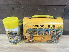 Vintage 1960’s Aladdin Walt Disney Metal Dome School Bus Lunch Box W/Thermos picture