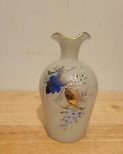VTG Frosted Bristol Blown Glass Ruffle Top Vase picture
