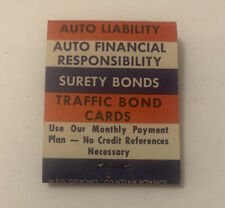 Vintage Al Abrams Matchbook Full Unstruck Ad Matches Insurance Agency Souvenir picture