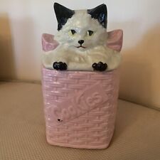 McCoy Kitty Pink Cookie Jar Vintage Black and White Kitty McCoy USA Kitten  picture
