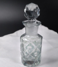Vtg. Two's Company Gray Green Glass Panel Perfume Bottle w Clear Stopper 5