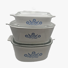 Corning Ware Blue Cornflower Casserole Dish lids A-3-B  A-1-B  P-2 1/2-B  6pc picture