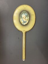 Vintage Brass Vanity Hand Mirror Woman Art Nouveau Victorian picture