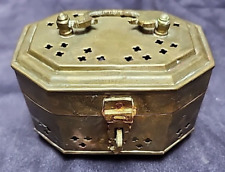 Vintage Pierced Brass Potpourri Box Brass Cricket Box Trinket Box Jewelry Box picture