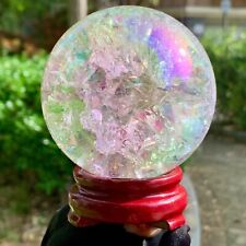 1.39LB  Natural Titanium Rainbow Quartz sphere Crystal ball Healing picture