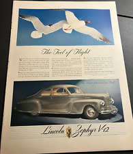 1942 Lincoln Zephyr V-12 - Vintage Original Illustrated Print Ad / Wall Art picture