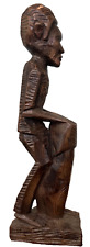 South African Original Vintage Wood Carving  10.5” Djembe Drum Player picture