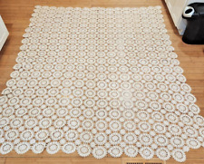Vintage Crochet Queen Full Bedspread  95x82 Off White Hand Made picture