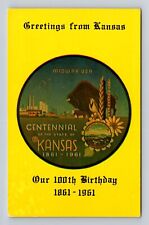 KS-Kansas, General Greetings, Official Centennial Seal, Vintage Postcard picture