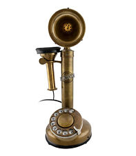 Antique Station Telephone Home Décor Brass Candlestick Vintage Phone Rotary Dial picture