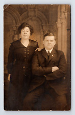 RPPC Postcard Real Photo Portrait of Husband & Wife Couple Richmond VA Virginia picture