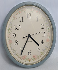 Vintage Westcott 1992 Clock Oval Floral USA General Time Corporation  Retro picture