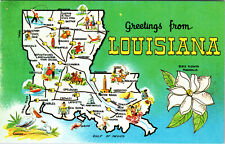 Postcard Greetings From Louisiana Points Of Interest State Facts & Roadways picture