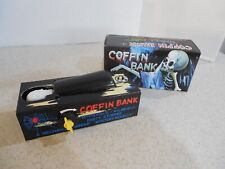 VINTAGE COFFIN WIND UP BANK SKELETON tested works can’t take it w u Halloween picture