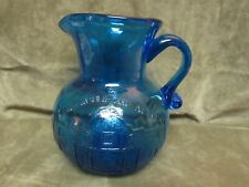 Vintage Blue Glass State of Texas Remember The Alamo San Antonio Water Pitcher picture