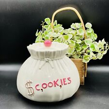 ABINGDON Cookie Jar #588  Money Bag w/Lid 7.5” Tall 1940s * picture
