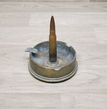 VTG WWII Trench Art Ashtray Brass Shell Cork Feet 5