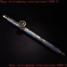 China bronze Cloisonne inlay gem Smoking tools Tobacco pouch pipe Cigarette bag picture